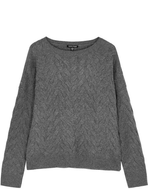 Eileen Fisher Cable-knit Cotton-blend Jumper - Grey - L (UK 18-20 / XL)