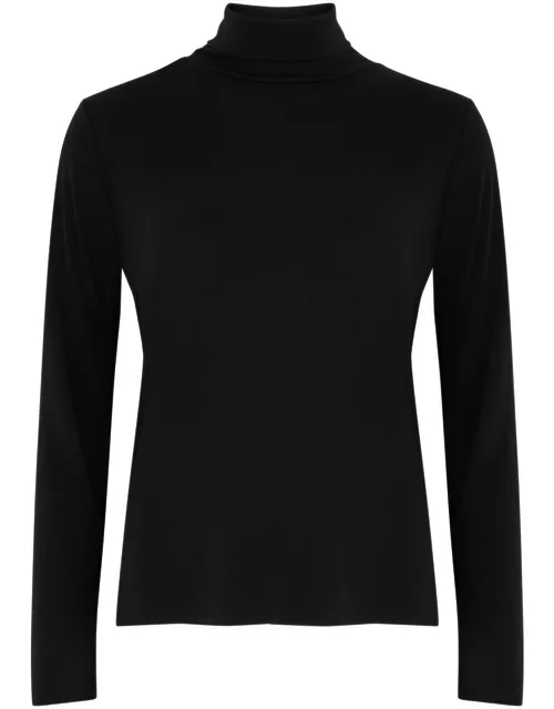 Eileen Fisher Roll-neck Silk-jersey top - Black - L (UK 18-20 / XL)