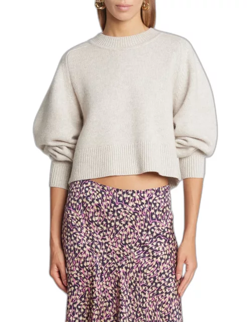 Leandra Wool-Cashmere Crop Crewneck Sweater