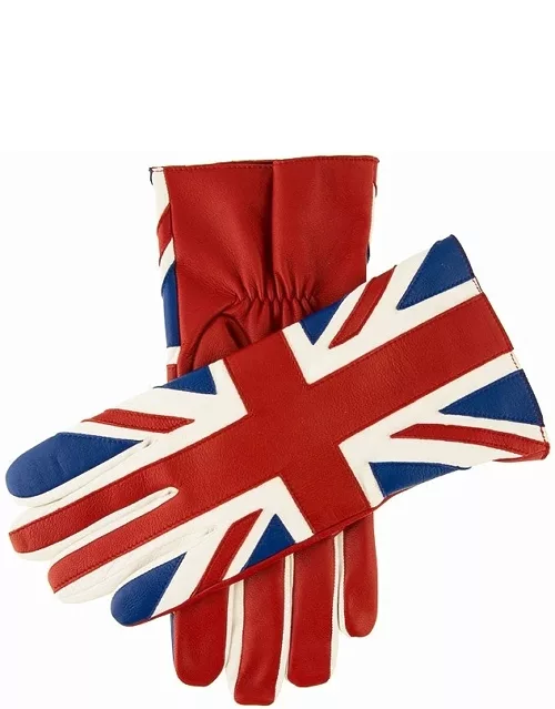 Dents Men's Silk Lined Union Jack Leather Gloves In Red/multi