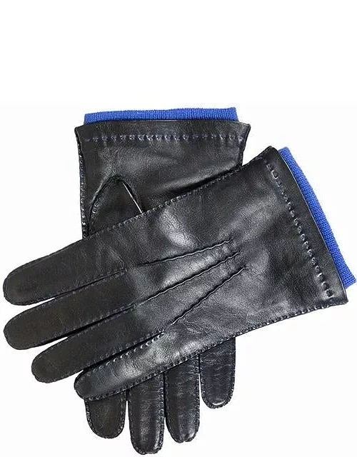 Dents Men's Handsewn Contrast Colour Cashmere Lined Leather Gloves In Black (Royal)
