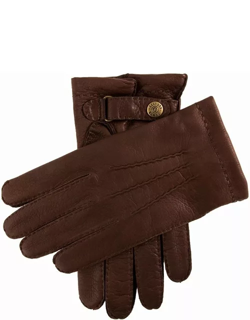 Dents Men's Handsewn Cashmere Lined Deerskin Leather Gloves In Bark
