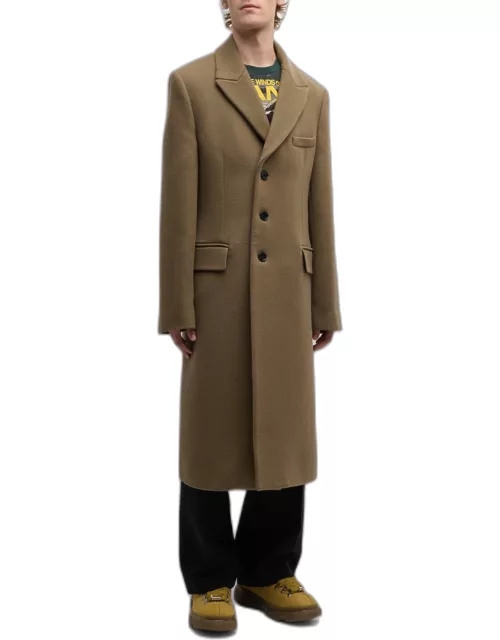 Men's Solid Wool Overcoat