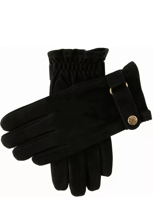 Dents Men's Fleece Lined Nubuck Leather Gloves In Black