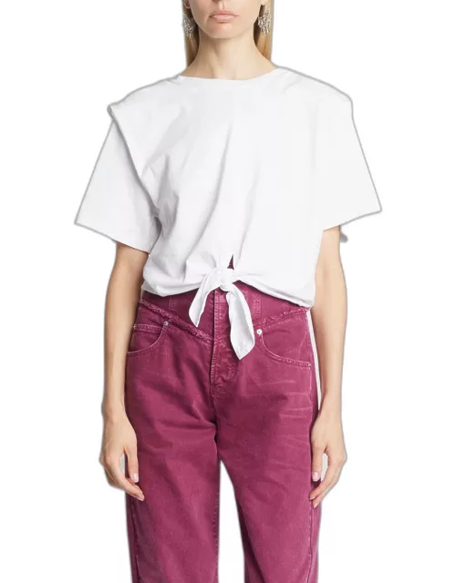 Zelikia Knotted Short-Sleeve Crop T-Shirt