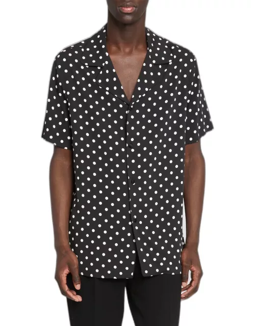 Men's Polka Dot Button-Down Pajama Shirt