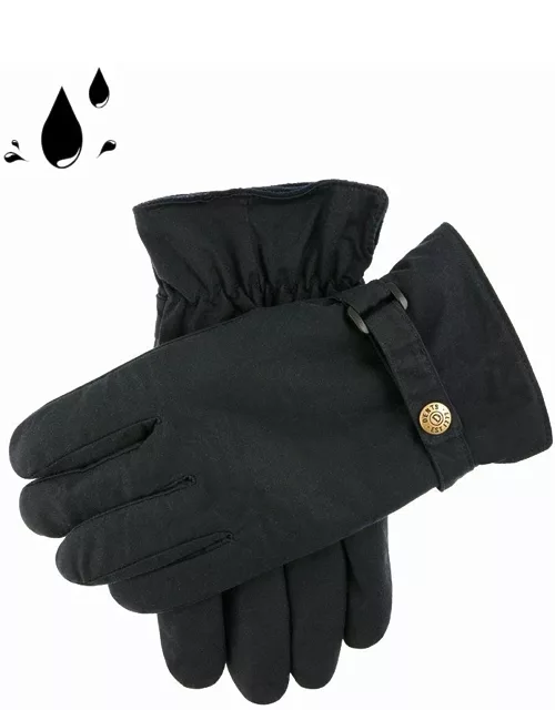 Dents Men's Fleece Lined Waxed Cotton Gloves In Navy