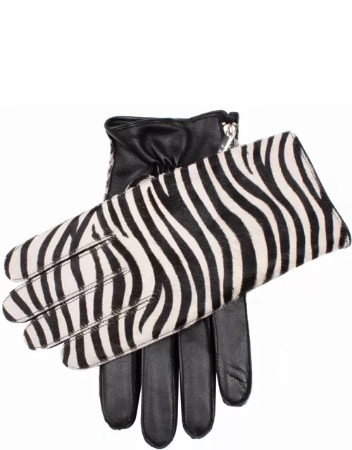 Dents Men's Cashmere Lined Ponyskin And Leather Gloves In Black/white