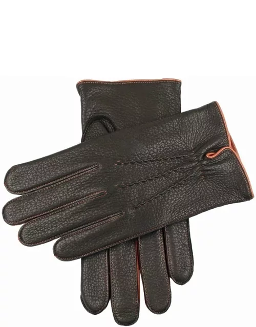 Dents Men's Cashmere Lined Deerskin Leather Gloves In Black/havana