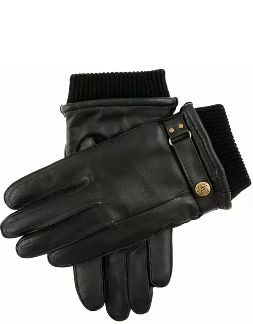 Dents Men's Wool Blend Lined Leather Gloves With Knitted Cuffs In Black