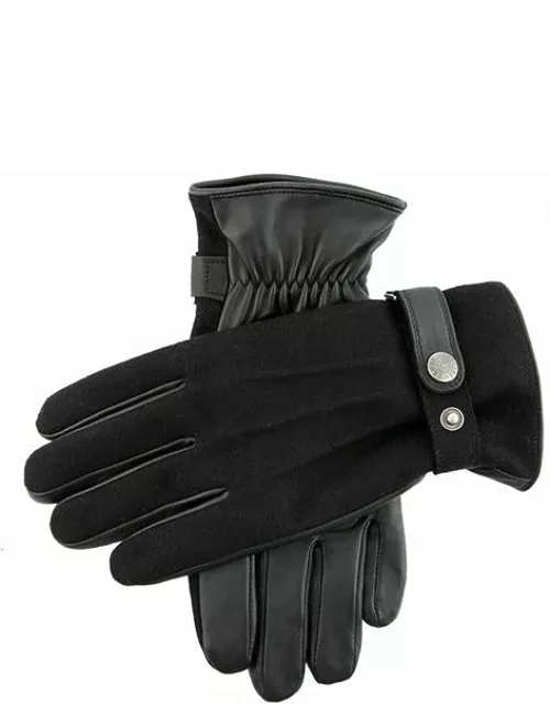 Dents Men's Fleece Lined Flannel Back Leather Gloves In Black/black