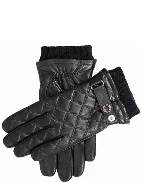 Dents Men's Wool Lined Quilted Leather Gloves In Black/black