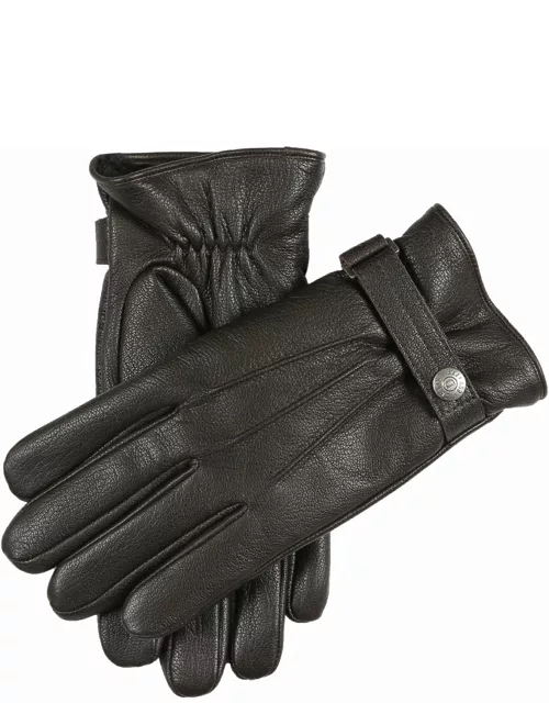 Dents Men'S Faux Fur Lined Deerprint Leather Gloves In Brown