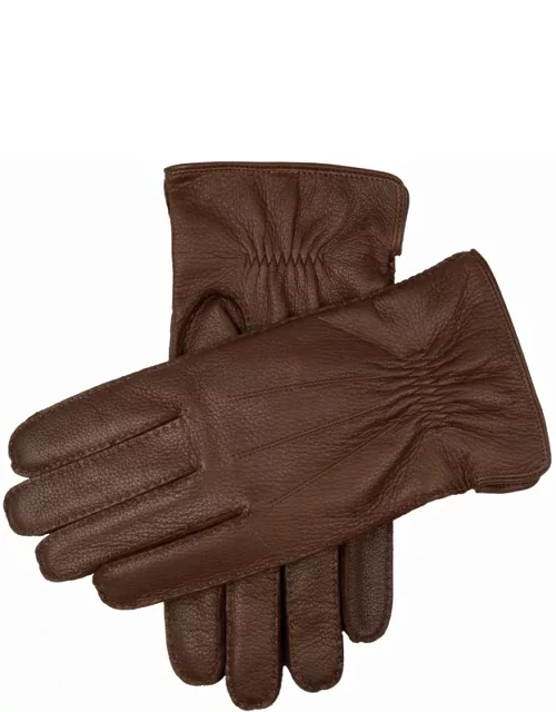 Dents Men's Handsewn Cashmere Lined Deerskin Leather Gloves In Walnut