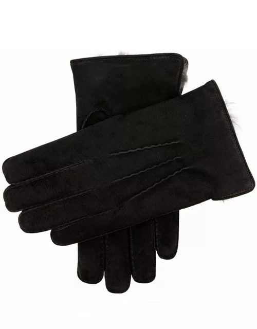 Dents Men'S Nubuck Leather Fur Lined Gloves In Black