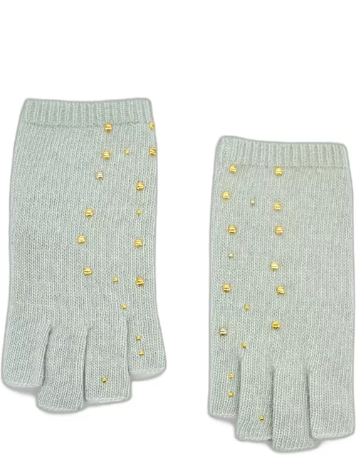 Cashmere Fingerless Gloves with Scattered Stud
