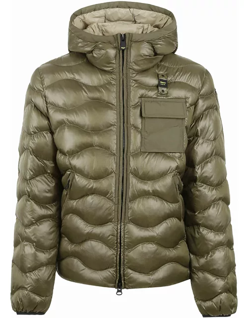Blauer Patched Pocket Quilted Puffer Jacket