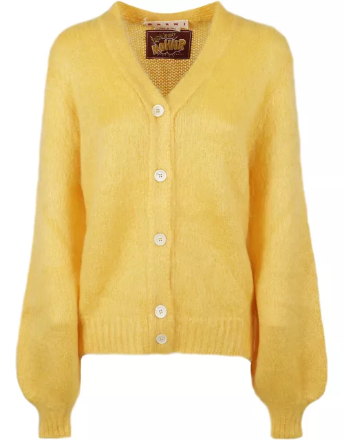 Marni Solid Color Brushed Fuzzy Wuzzy Cardigan