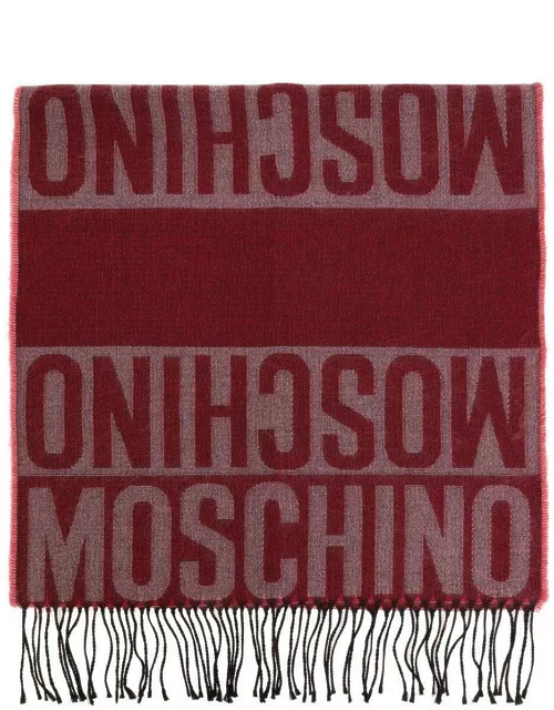 Moschino Monogram Jacquard Knitted Fringed Scarf