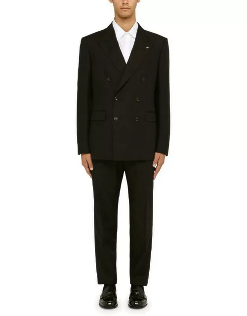 Tagliatore Black Double-breasted Suit In Woo