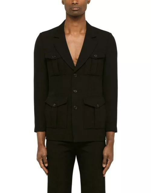 Saint Laurent Black Single-breasted Multi-pocket Jacket