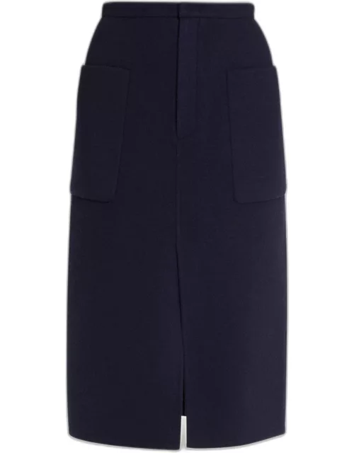Brushed Recycled Wool-Blend Pencil Skirt