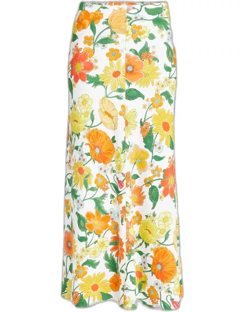 Floral-Print Maxi Skirt