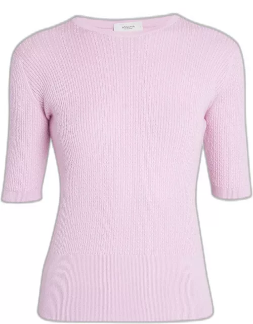 Short-Sleeve Cashmere Top