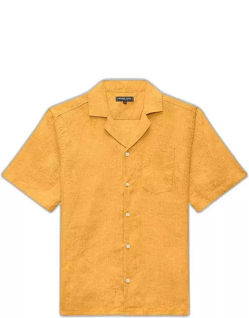 Men's Solid Linen Camp Shirt