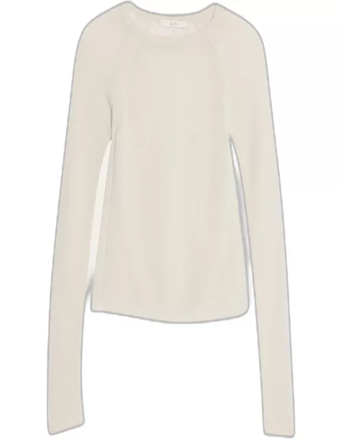 Raglan-Sleeve Sheer Cashmere Sweater