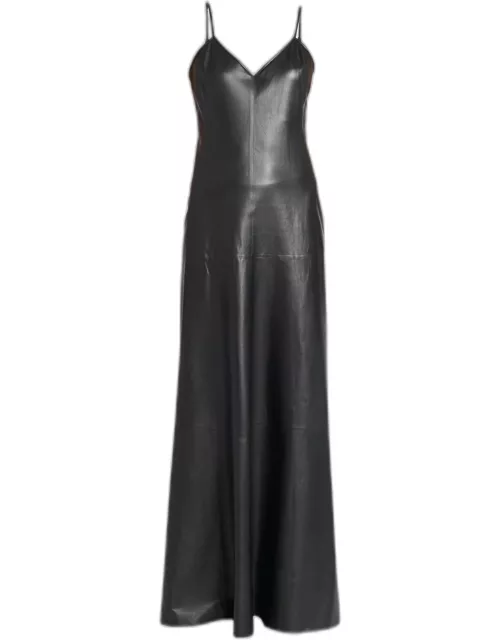 Ainsley Leather-Front Dress with Cowl Back