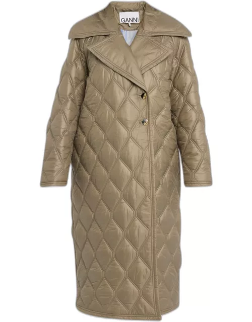 Long Shiny Quilted Coat