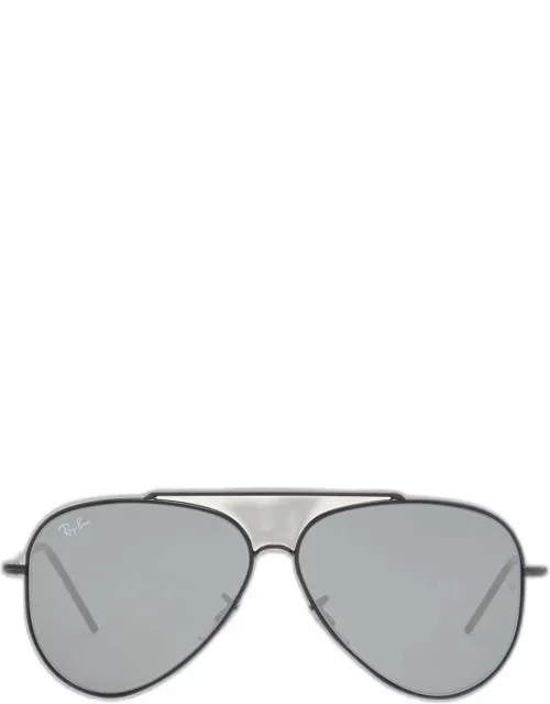 Mirrored Metal & Plastic Aviator Sunglasse