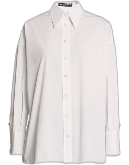 Collared Poplin Button Up Top