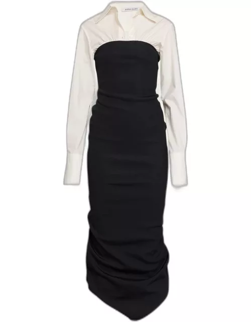 Austen Long-Sleeve Fitted Maxi Dres