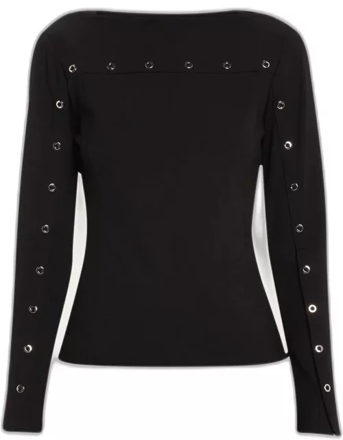 Fitted Long-Sleeve Ring Snap Top