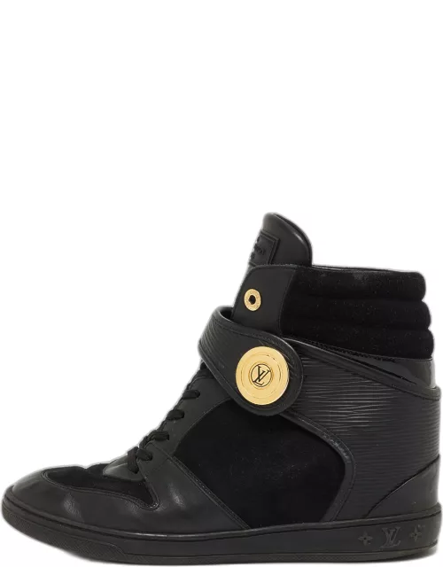 Louis Vuitton Black Epi Leather and Suede High Top Sneaker