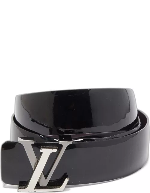 Louis Vuitton Black Vernis LV Initiales Belt 90C