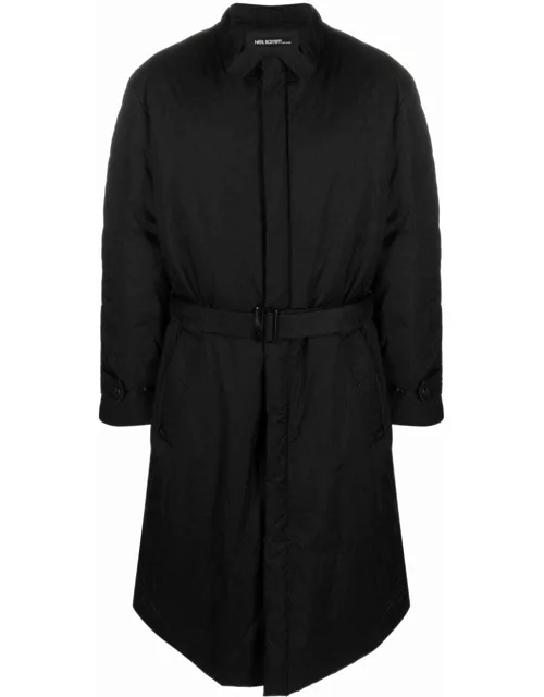 Black midi trench coat with classic collar