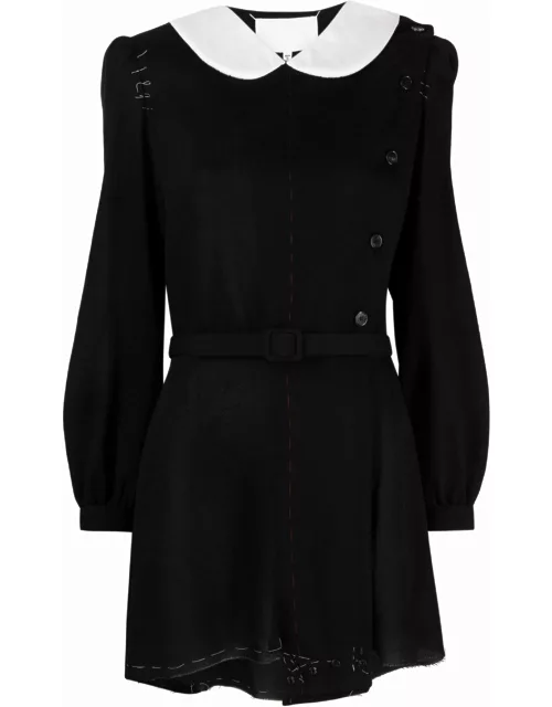 Black short dress with raw cut finish