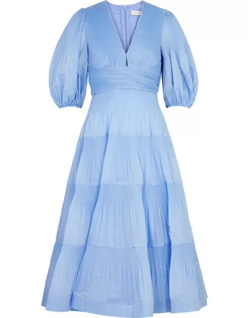 Zimmermann Plissé Organza Midi Dress - Blue - 1 (UK 10 / S)