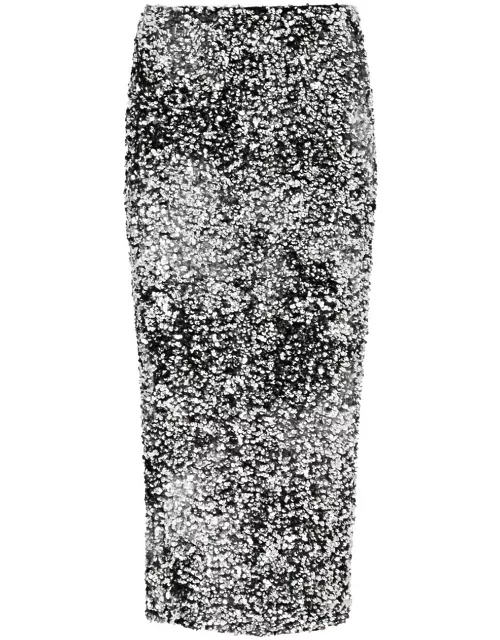 Marella Osmunde2 Sequin-embellished Velvet Midi Skirt - Black - S (UK8-10 / S)