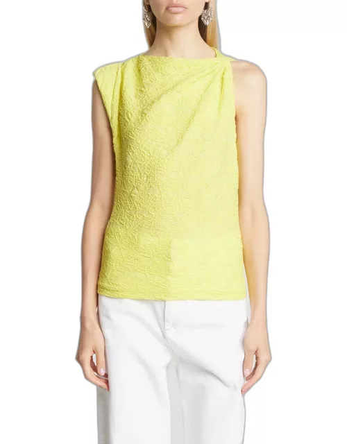 Fabiena Textured Jacquard Sleeveless Fitted Top