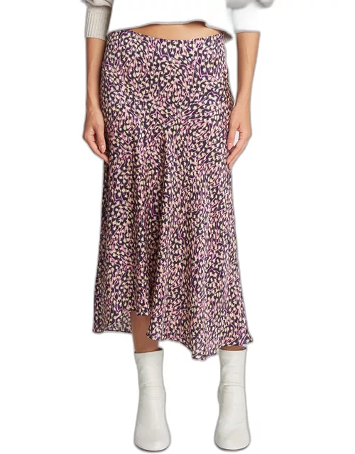 Lisanne Floral-Print Silk Midi Skirt