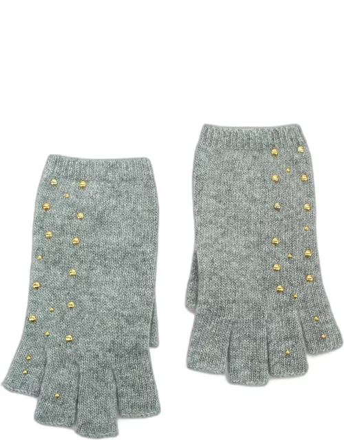 Cashmere Fingerless Gloves with Scattered Stud