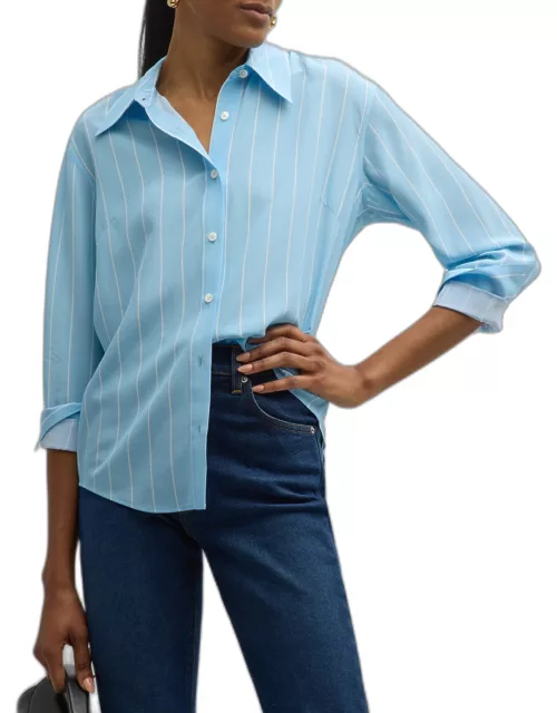 Emanuelle Striped Collared Silk Shirt