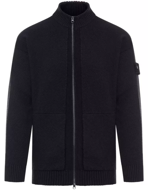 Stone Island Logo Patch Zip-up Knitted Cardigan