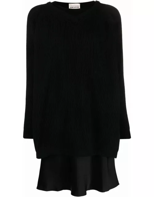 SEMICOUTURE Black Wool Blend Dres