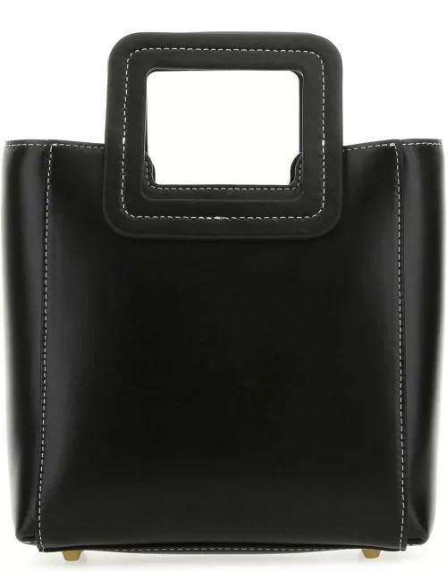 STAUD Black Leather Mini Shirley Shopping Bag