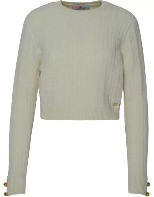 Chiara Ferragni Ivory Wool Blend Sweater